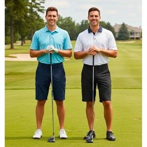 Birdie Bound 2 Pair Mens Golf‎ Cargo Shorts Navy Blue Black Casual Chino New